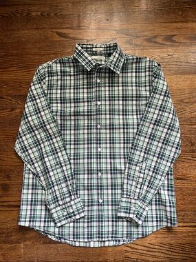 Hawker Rye Men's Green and Navy Plaid Long-Sleeve Button-Down Shirt